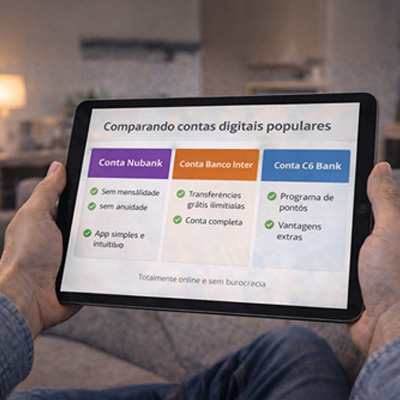 Confira as melhores opções de conta digital negativado em 2025, com comparação de recursos, tarifas, cartão e facilidade de aprovação